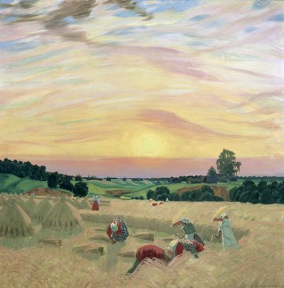 A colheita, 1914 de Boris Mikhailovich Kustodiev
