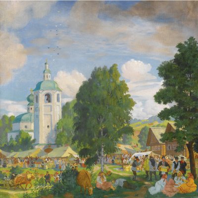 Feira da Vila, 1920 de Boris Mikhailovich Kustodiev