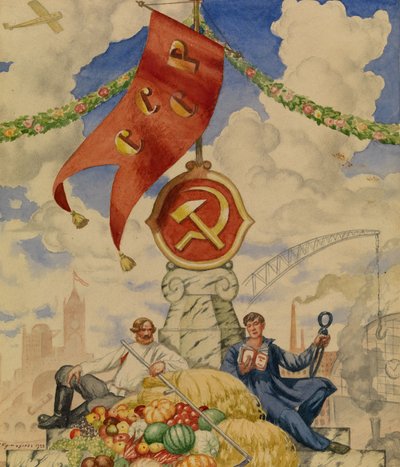Trabalhador e Fazendeiro, 1923 de Boris Mikhailovich Kustodiev