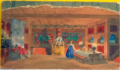 Cenografia da ópera The Tsars Bride, de Nikolai Rimsky-Korsakov, 1920 de Boris Mikhailovich Kustodiev