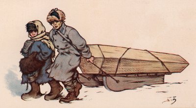 Um buraco na Rússia soviética (cor litho) de Boris Vasilievich Zvorykin