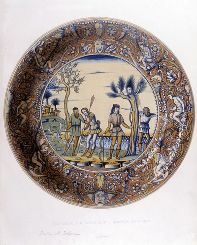 Daphne transformado em Laurier para escapar à perseguição de Apolo - na "Coleção de faianças italianas dos séculos XV, XVI e XVIII", projetada por C. Delange e C. Borneman, ed. Delange, Paris de Bornemann Bornemann