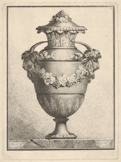 Projeto para um vaso coberto com duas cabeças de cabra e uma guirlanda, 1764. de Bossi