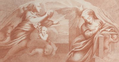 A Anunciação, com Gabriel à esquerda e a Virgem à direita, 1784. de Bossi