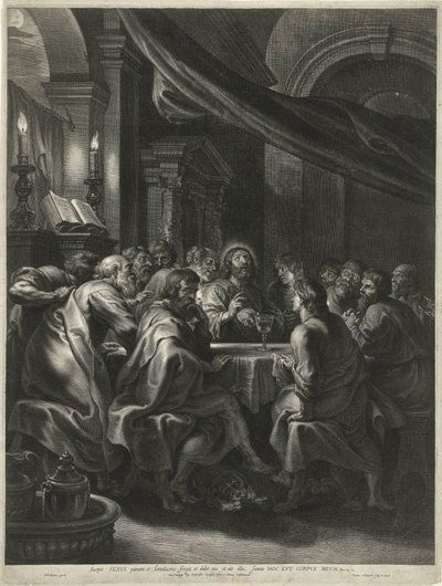 Cristo e os apóstolos na Última Ceia de Boëtius Adamsz. Bolswert