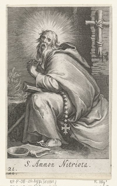 Santo Amónio, o Grande, como eremita
S. Ammon Nitriota (título sobre o objecto)
Eremitas (título da série)
Sacra eremvs ascetarvm (título da série) de Boëtius Adamsz. Bolswert