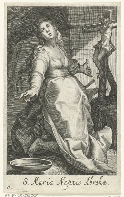 Heilige Maria als kluizenares Santa Maria Sobrinho de Abraão (título no objeto) Kluizenaressen (título da série) O Deserto Sagrado dos Ascetas (título da série) de Boëtius Adamsz. Bolswert