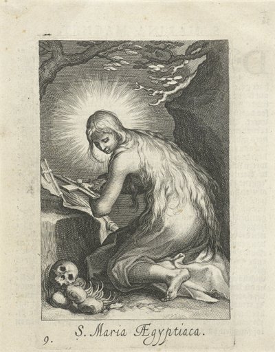 Santa Maria do Egipto como ermitã
S. Maria Aegyptiaca (título sobre o objecto)
Eremitesses (título da série)
Sacra Eremus Ascetriarum (título da série) de Boëtius Adamsz. Bolswert