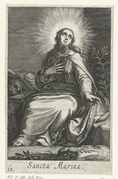 Santa Marina de Alexandria como ermitã
Sancta Marina (título sobre o objecto)
Eremitesses (título da série)
Sacra Eremus Ascetriarum (título da série) de Boëtius Adamsz. Bolswert