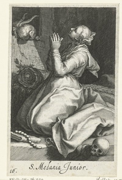 Santa Melania, a Jovem como Eremita S. Melania Junior (título no objeto) Hermitesses (título da série) Sacra Eremus Ascetriarum (título da série) de Boëtius Adamsz. Bolswert