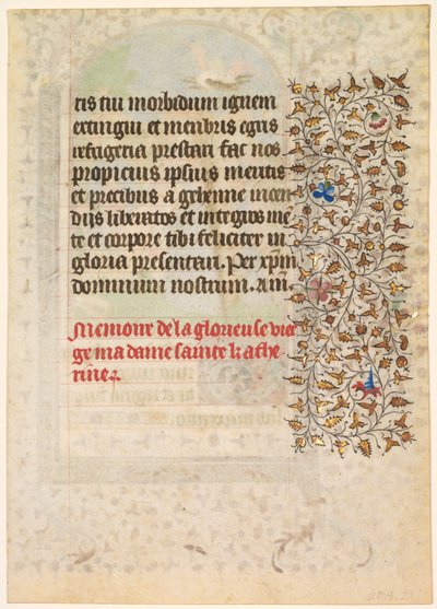 Folha de um livro de horas: Texto verso, c. 1415 de Boucicaut Master