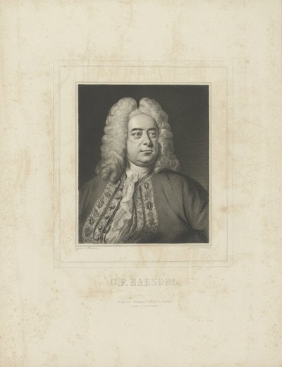 Retrato do compositor Georg Friedrich Haendel 1685-1759, c. 1840 de Breitkopf and Härtel