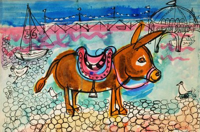 Burro (cor de poster acrílico e tintas coloridas) de Brenda Brin Booker