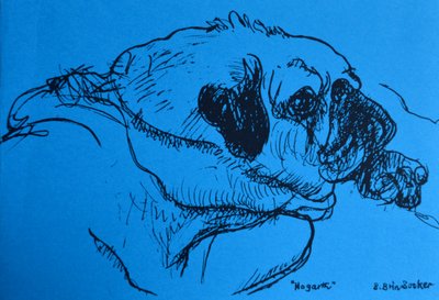 &39;Hogarth&39; (tinta em papel azul) de Brenda Brin Booker