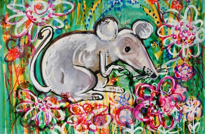Mouse (cor poater acrílico e tintas coloridas) de Brenda Brin Booker