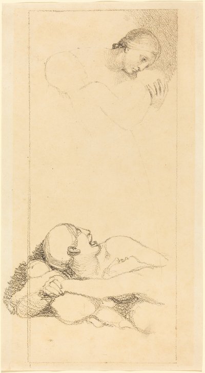 Homem Assustado Olhando Para Cima; Mulher e crianças de British 18th Century after John Flaxman