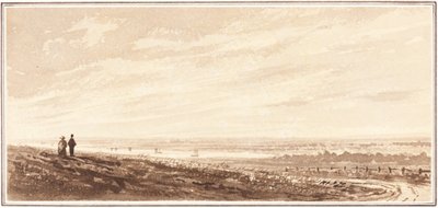Figuras com vista para uma baía perto da boca do Paye, Lincolnshire de British 19th Century