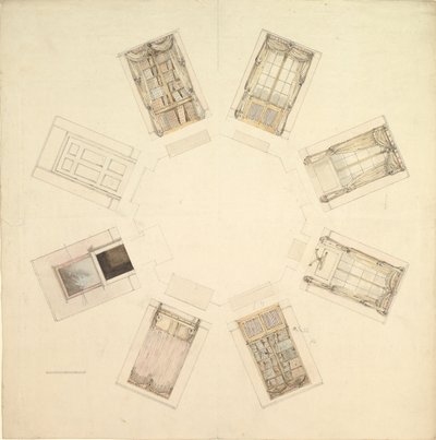 Quarto Octogonal com Vistas Seccionadas, Século XIX. de British Anonymous 19th Century.