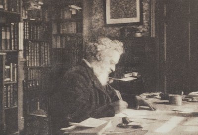 Colecionador de livros, William Morris na sua biblioteca em Kelmscott House, Hammersmith de British Photographer