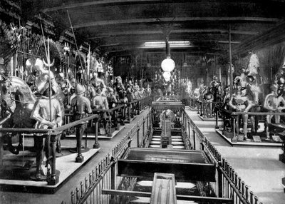 O Henry VIII Horse Armory, o machado de decapagem e o bloco, Torre de Londres, 1890 de British Photographer