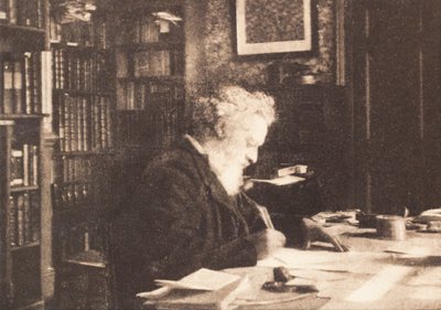 William Morris na sua biblioteca na Kelmscott House, Hammersmith de British Photographer