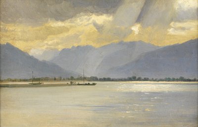 Um Lago Continental (óleo a bordo) de British School