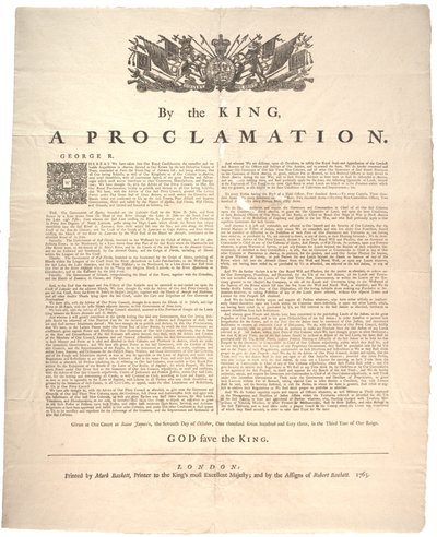 Proclamação, 1763 de British School