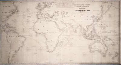Uma carta de contorno, destinada a marcar a rota de um navio de British School