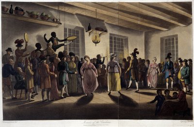 Danse, le menuet; em "Travels through Canada", de George Heriot, ed. Londres de British School