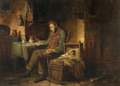 Domestic Scene, c.1850 (óleo sobre tela) de British School