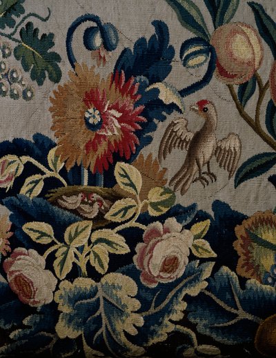Padrão Floral, detalhe do estofado do sofá estilo George I, cerca de 1725, Reino Unido de British School