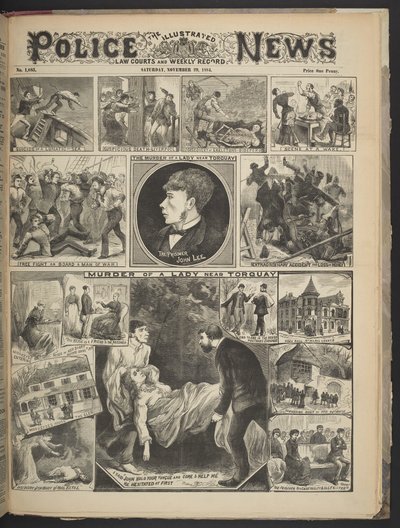 Capa do Illustrated Police News, 29 de Novembro de 1884 (litho) de British School