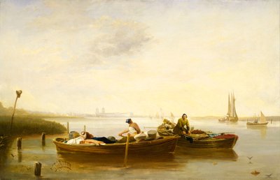 Greenwich from Blackwall Reach, c.1830-40 (óleo sobre tela) de British School