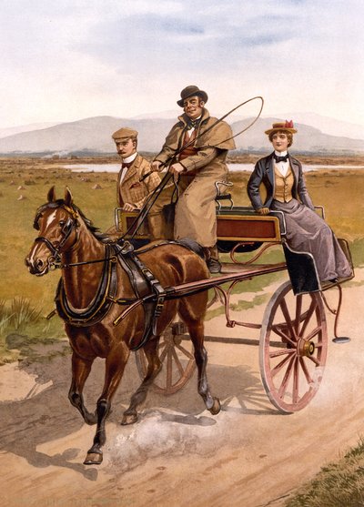 Irish Jaunting Car, c.1895 (cor litho) de British School