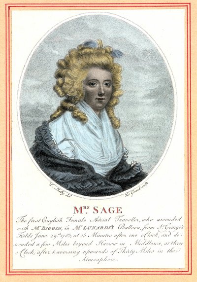 Laetitia Sage, primeira mulher inglesa aeronaut, final do século XVIII. de British School