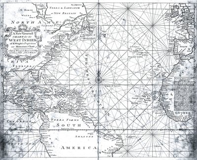 Mapa do Atlântico Norte por Monte e Página de British School