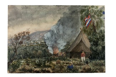 Vulcão Mauna Kea, Hawaii, Março de 1859 (aguarela sobre papel) de British School
