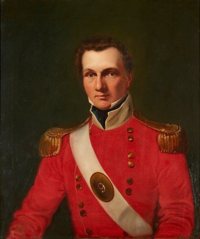 Retrato de um Cavalheiro de Casaco Militar Vermelho (óleo sobre tela) de British School