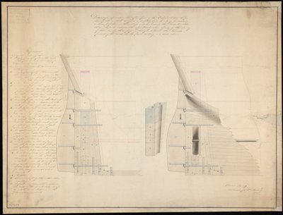 Plano do leme e da coluna de popa do "Erebus" (1826) e do "Terror" (1813) de British School