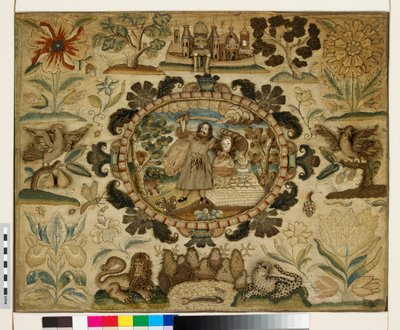Painel têxtil com O Sacrifício de Isaac de British School