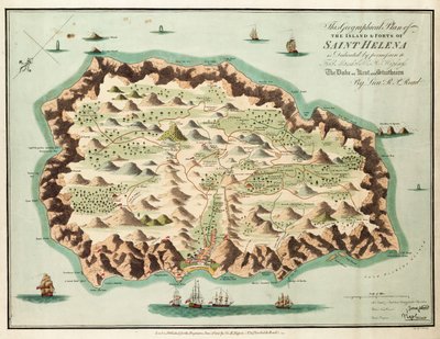Esta planta geográfica da ilha de Santa Helena é dedicada, com a devida autorização, ao Marechal de Campo Sua Alteza Real o Duque de Kent e Strathearn de British School