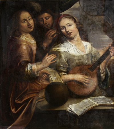 Três Músicos, c.1700 (óleo sobre tela) de British School