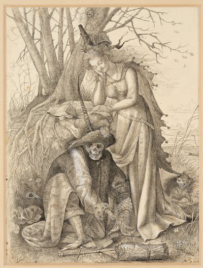 Alegoria de Vanitas: A morte e uma jovem mulher de British School