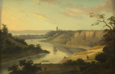 Vista sobre o Avon, c. 1800-10 (óleo no painel) de British School