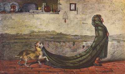 O portador do comboio (litografia a cores) de Briton (after) Riviere