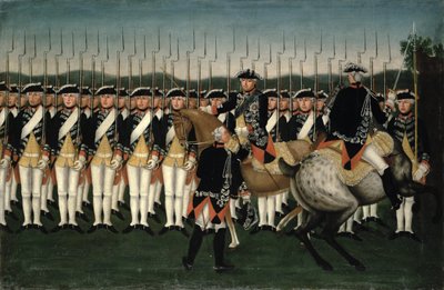 Friedrich II (1712-86) com o Regimento da Guarda de Hesse de Brock