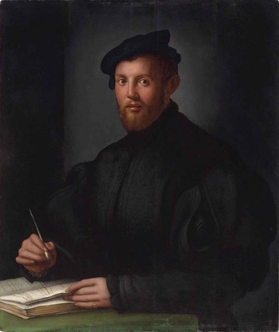 Retrato de um jovem de preto com um livro de Bronzino