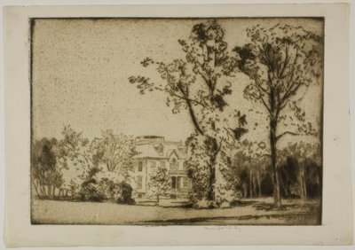 Casa de Charles Deering em Evanston, vista frontal de Bror Julius Olsson Nordfeldt