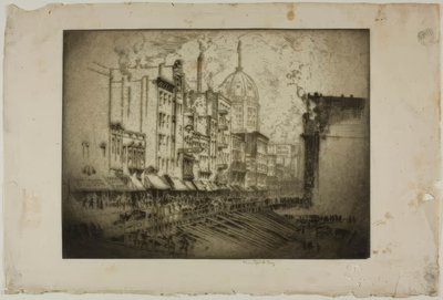 Chicago - Rua Clark, esquina com a Rua Harrison de Bror Julius Olsson Nordfeldt