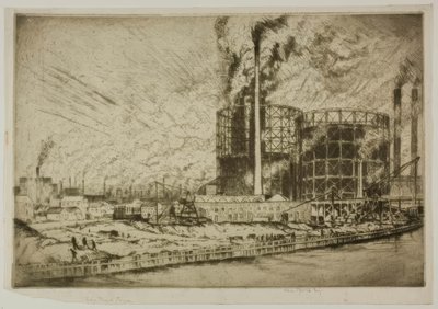 Chicago - Gas Tank Town, 29th St. e River de Bror Julius Olsson Nordfeldt